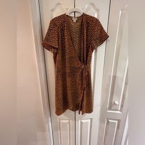 J. Crew Factory Cheetah Wrap Dress, Size 12